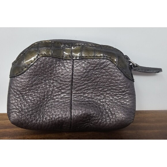 Brighton Heart Change Coin Holder Silver Metallic Pebbled Leather 4.5"x3.5" - Picture 2 of 12